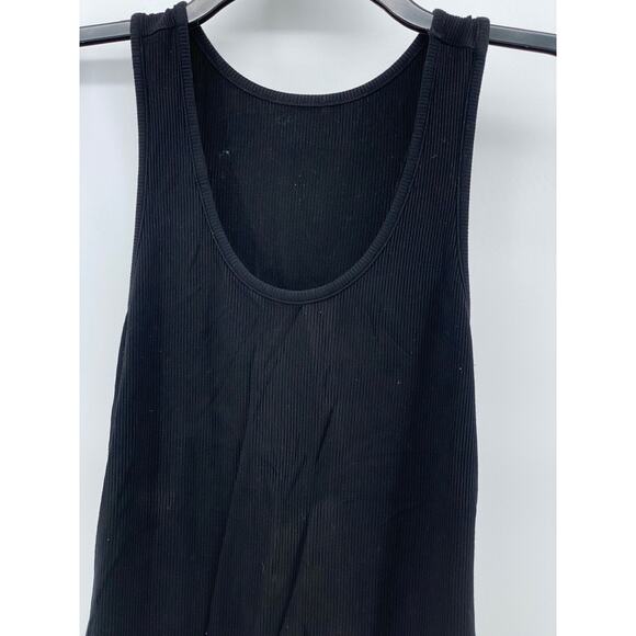 MANGOPOP Women's Black Ribbed Scoop-Neck Sleeveless One-Piece Bodysuit SZ S - Picture 4 of 11